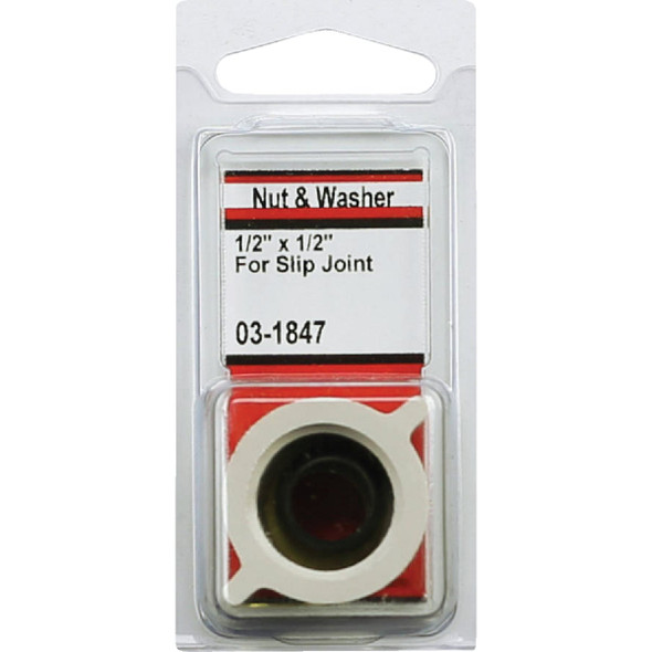 Lasco 1/2 In. FPT x 3/8 In. OD Tube White Plastic Slip Joint Nut and Washer Lasco 1/2 In. FPT x 3/8 In. OD Tube White Plastic Slip Joint Nut and Washer