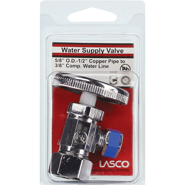 Lasco 5-8 In. Comp Inlet x 3-8 In. Comp Outlet Multi-Turn Style Angle Valve 06-7253 402529