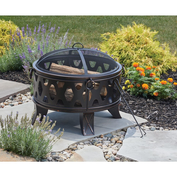 Outdoor Expressions 26 In. Antique Bronze Deep Bowl Steel Firepit FT-5679B 822059