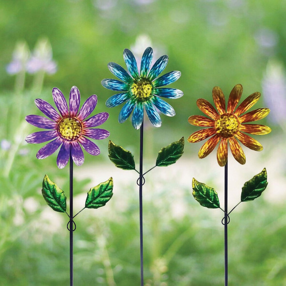 Alpine 32 In. Metal Daisy Garden Stake Lawn Ornament LJJ1218A Pack of 12 875477
