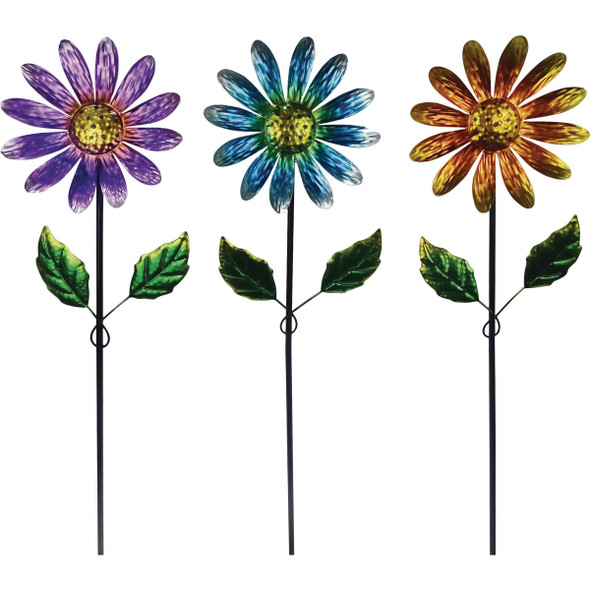 Alpine 32 In. Metal Daisy Garden Stake Lawn Ornament LJJ1218A Pack of 12 Alpine 32 In. Metal Daisy Garden Stake Lawn Ornament LJJ1218A Pack of 12