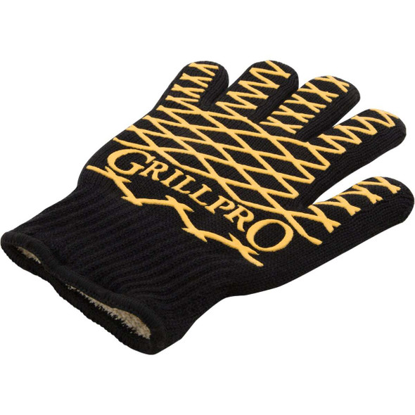 GrillPro One Size Fits Most Black & Yellow Heat Resistant Barbeque Mitt 90974