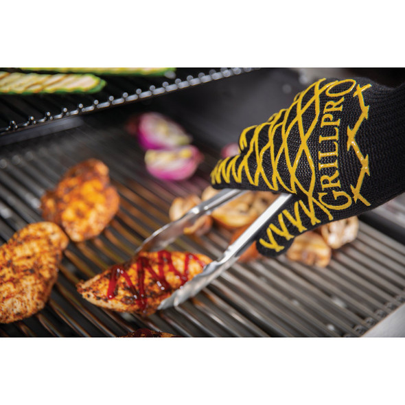 GrillPro One Size Fits Most Black & Yellow Heat Resistant Barbeque Mitt GrillPro One Size Fits Most Black & Yellow Heat Resistant Barbeque Mitt