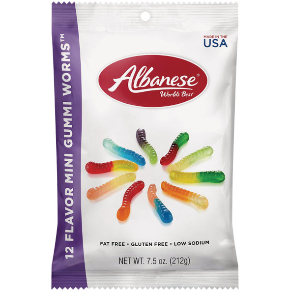 Albanese 7.5 Oz. 12-Flavor Gummi Worms 120156 Pack of 12