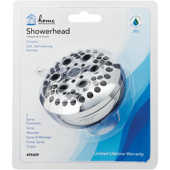 Home Impressions 5-Spray 1.8 GPM Fixed Shower Head, Chrome Home Impressions 5-Spray 1.8 GPM Fixed Shower Head, Chrome