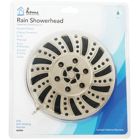 Home Impressions 6-Spray 1.8 GPM Fixed Shower Head, Brushed Nickel 725211BNP 423952