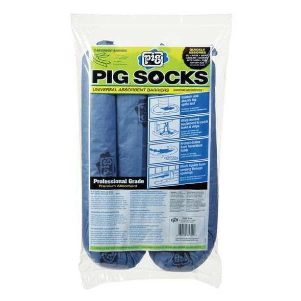 Pig Absorbent Sock,Blue/Gray,1.5 gal.,PK2 35700