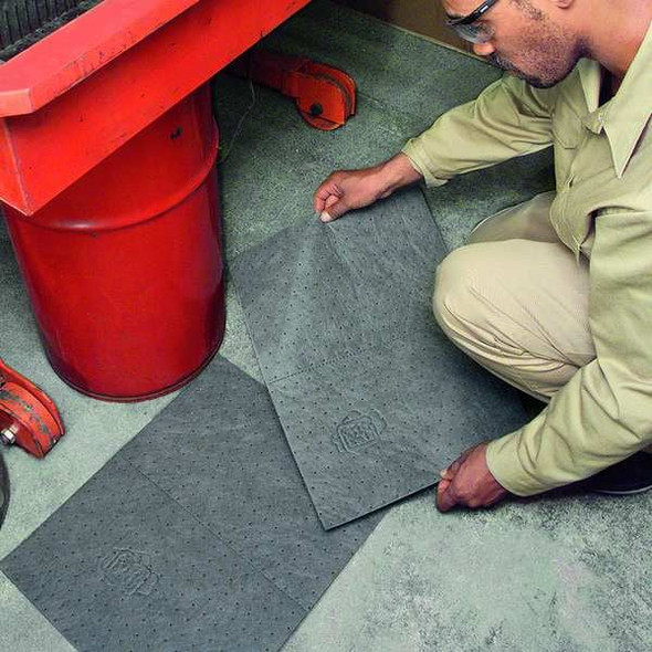 Pig Sorbent Pad, 22 gal, 15 in x 20 in, Universal, Gray, 200 PK MAT204