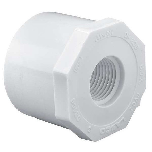 PVC Reducing Bushing, Spigot x FNPT, 1 1/2 in x 1/2 in Pipe Size