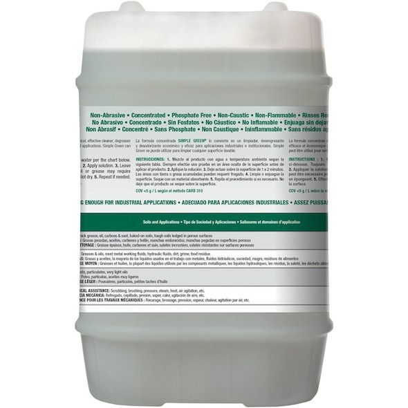 Simple Green Industrial Cleaner And Degreaser, 5 Gal Pail, Liquid, Dark Green 2700000113006