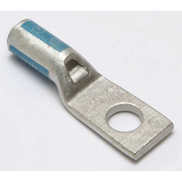 One-Hole Compression Lug, 6 AWG Max, #8, #10 Stud, Standard Barrel, Copper, Blue