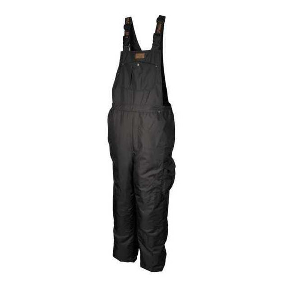 Rain Bib Pants, Polyester, 32 in Inseam, 36 in Waist, 0.45mm Thickness, Black, L