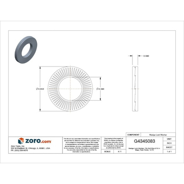 Wedge Lock Washer, For Screw Size 5-16 in Steel, Plain Finish, 10 PK  1572