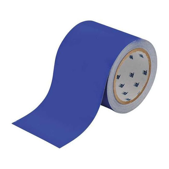 Floor Marking Tape, Polyester, No Legend, Blue, 4 in W., 8 mil Thickness