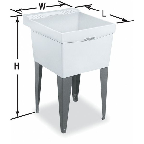 Mustee Utility Sink 24 in x 20 in, 1, 2, Floor Mount, Thermoplastic 19F