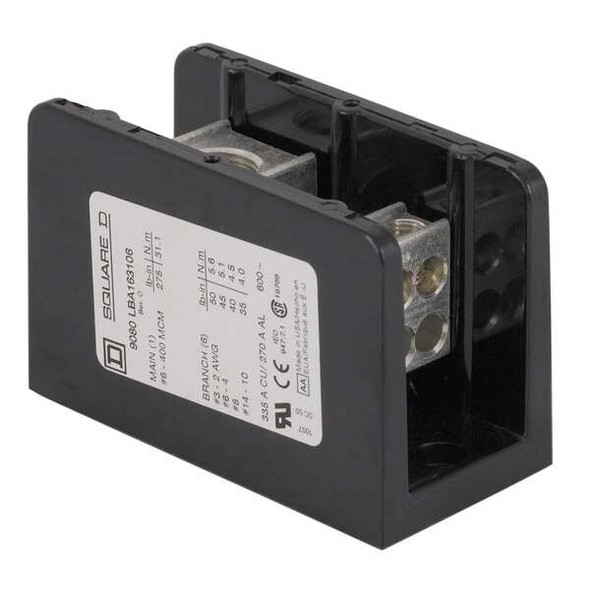 Square D Power Distr Block,Al/Cu,600V AC/DC 9080LBA162101