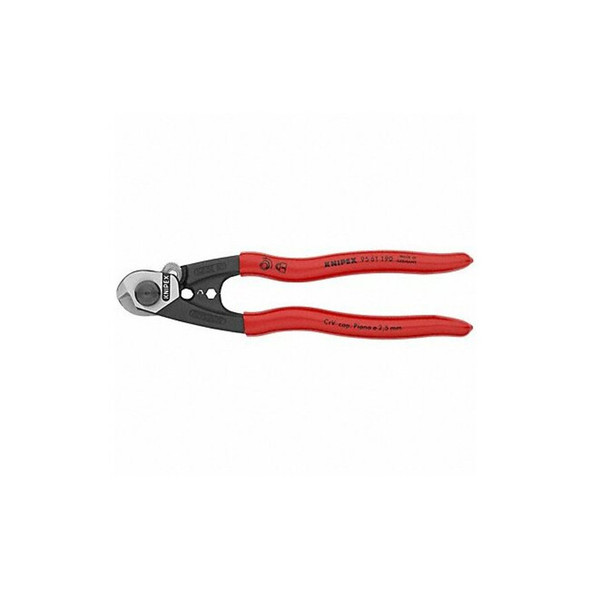 Knipex Wire Rope Cutter, Center Cut, 7 1/2 in 95 61 190 SBA