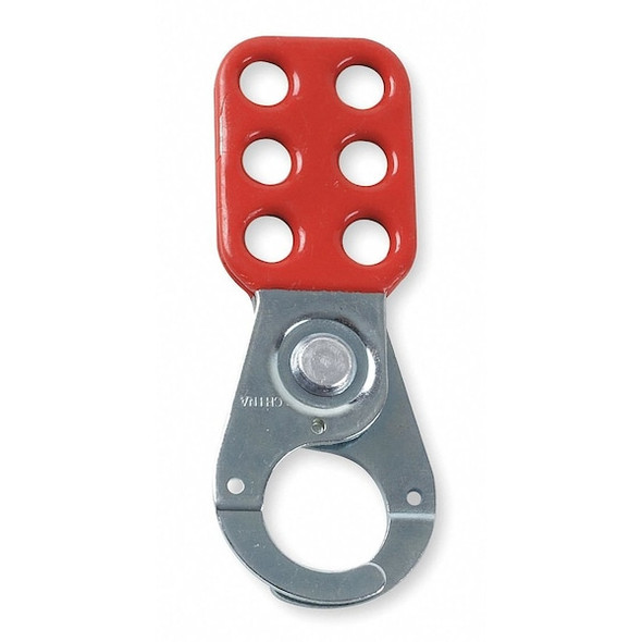 Steel Lockout Hasp, Vinyl-Coated Handle, Standard, 1 in Inside Jaw Dia, Red, 6 Padlocks, 12 Per Pack