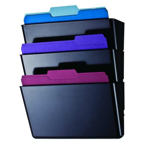 Officemate Wall Pocket,Letter,Black,7 In H,PK3 21422