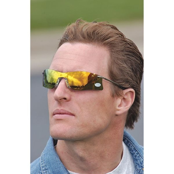 Rubicon (T4), Safety Glasses, Anti-Scratch, Red Mirror Lens, Black/Silver Frame, Frameless