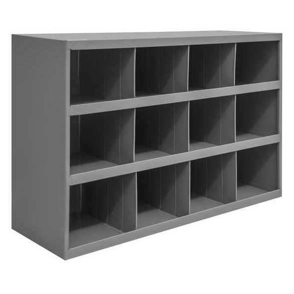 Pigeonhole Bin Unit, 12 Compartments, 12 in D x 23 7/8 in H x 33 3/4 in W, Steel