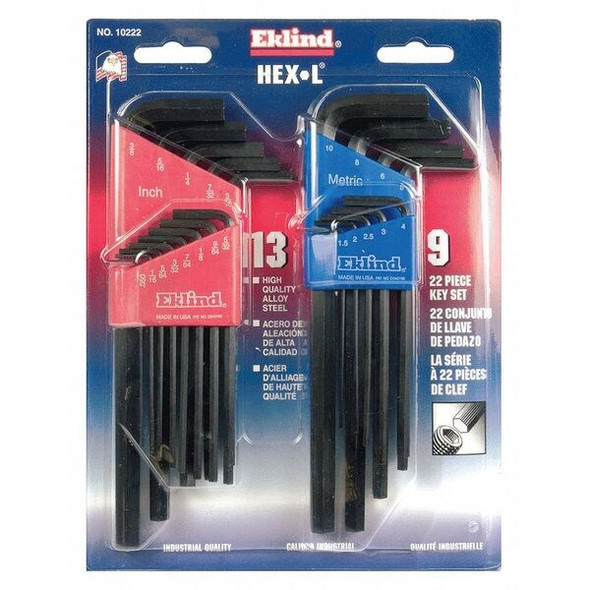 Eklind 22-Piece Combination Hex-L Key Set, Metric and SAE Color Coded Sets 10222