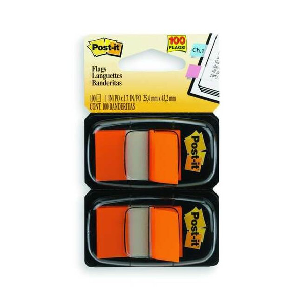 Post-It Sticky Flags,1 x 1-3/4 In.,Orange,PK2 680-OE2