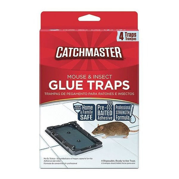 Catchmaster Mouse & Insect Glue Trap, 6 in W x 3-1/2 in H, Non-Toxic, PK 4 104