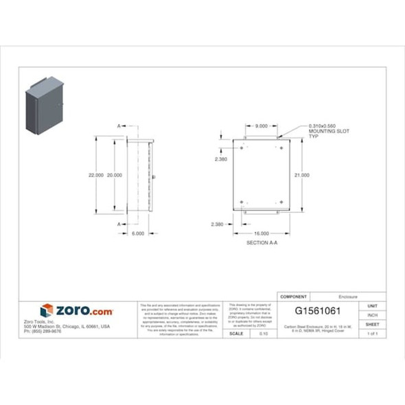 Padlockable Hasp Electrical Enclosures, 20 in H, 6 in D, 16 in W, 3R, Steel  RHC201606