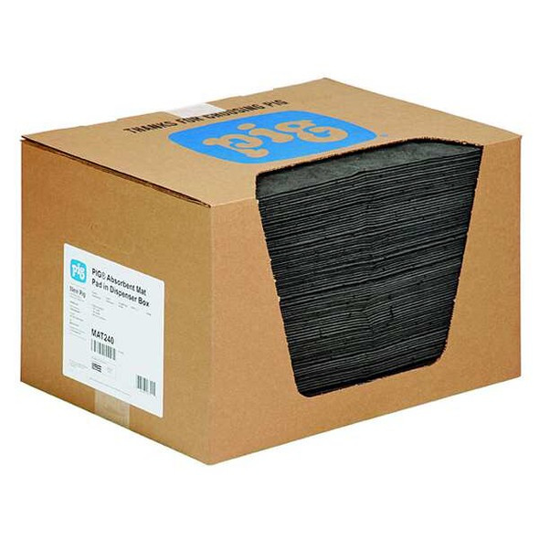 Pig Sorbent Pad, 22 gal, 15 in x 20 in, Universal, Gray, 100 PK MAT240
