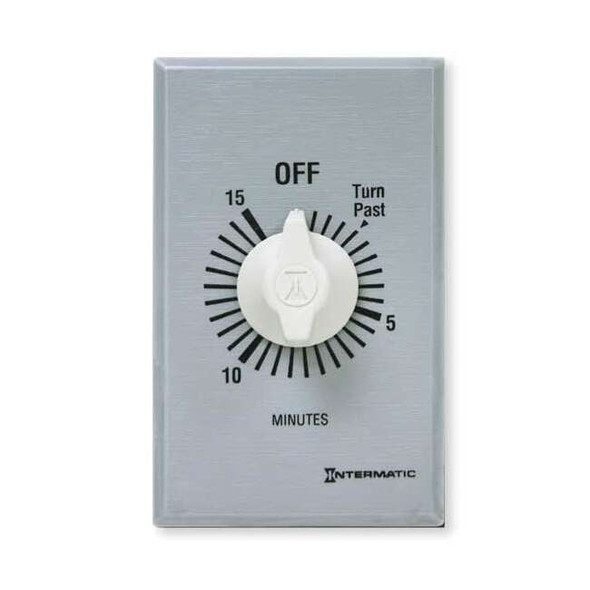 Intermatic Timer,Spring Wound,15 Min,SPDT,Silver FF315M