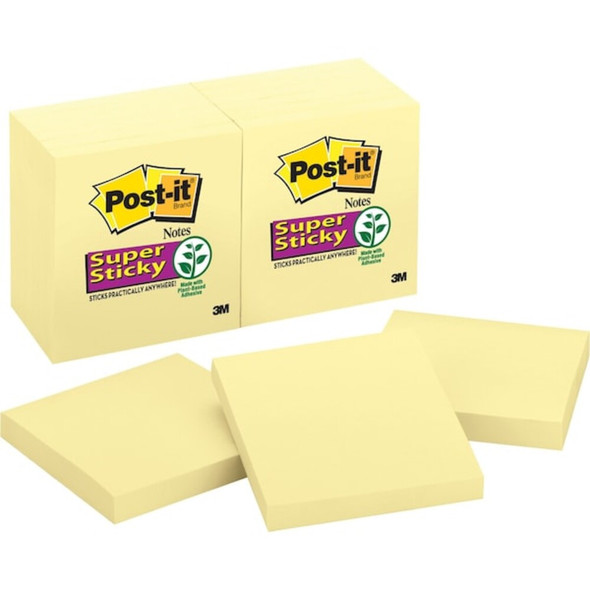Post-It Super Sticky Notes,3x3 In.,Yellow,PK12 654-12SSCY
