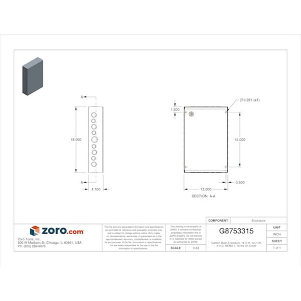 Captive Screws Electrical Enclosures, 18 in H, 4 in D, 12 in W, 1, Steel  ASE18X12X4