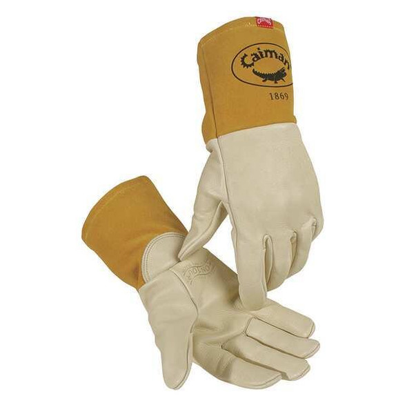 1869 Welding Gloves, Gauntlet Cuff, Straight Thumb, Premium Goatskin, L, 1 PR