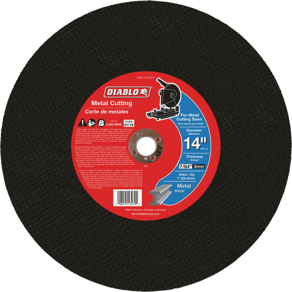 Diablo Type 1 14 In. x 7/64 In. x 1 In. Metal Cut-Off Wheel DBD014109A01F