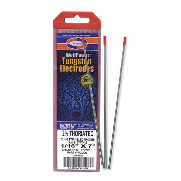Uniweld UNIWELD 10pc Red Tungsten Electrode,PK10 W2DD9