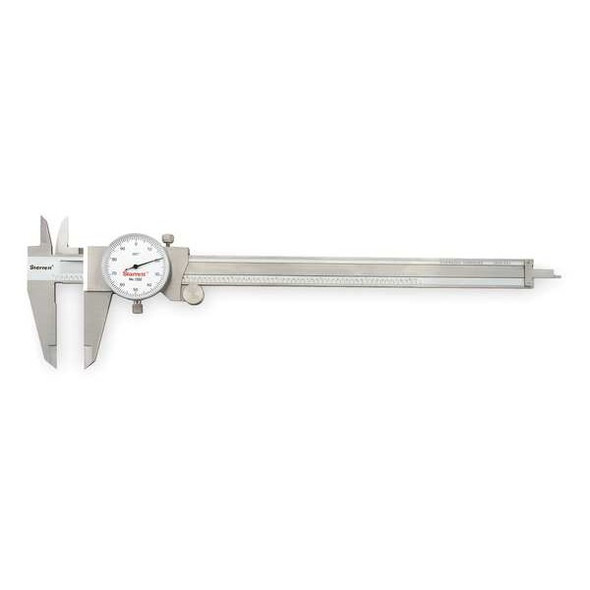 Starrett Dial Caliper w/Case,8 In,White 3202-8