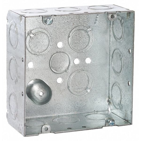Raco Electrical Box, 42 cu in, Square Box Type, 2 Gangs, Steel, Square Shape 257