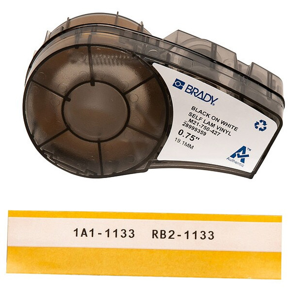 Brady Label Tape Cartridge, Black on White, Labels/Roll: Continuous M21-750-427