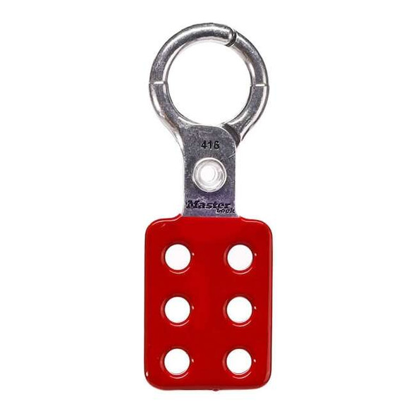 Lockout Tagout Safety Hasp, Snap-On, 1 in Jaw Clearance, Aluminum, Red