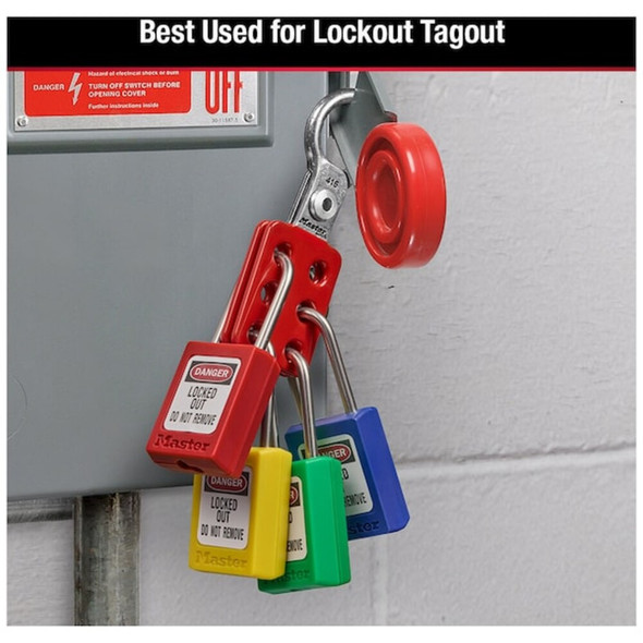 Lockout Tagout Safety Hasp, Snap-On, 1 in Jaw Clearance, Aluminum, Red  416