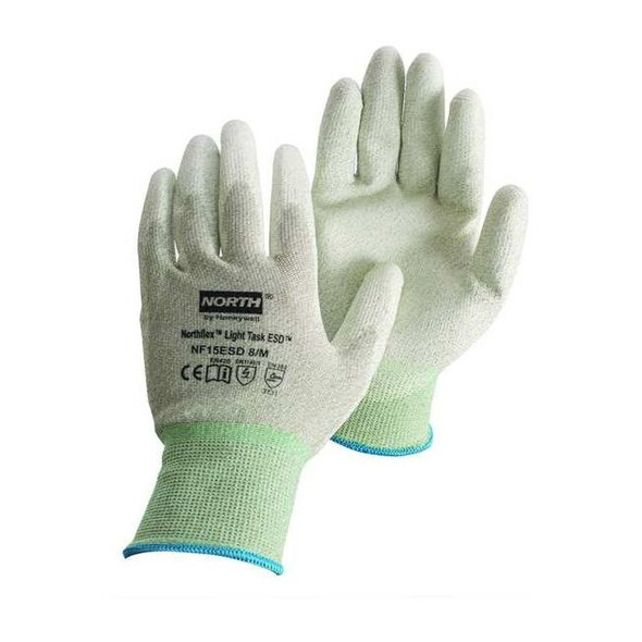 Antistatic Gloves, Nylon/Thunderon(R) Shell, 20-1/2" L, Gray/White, XL, 1 PR