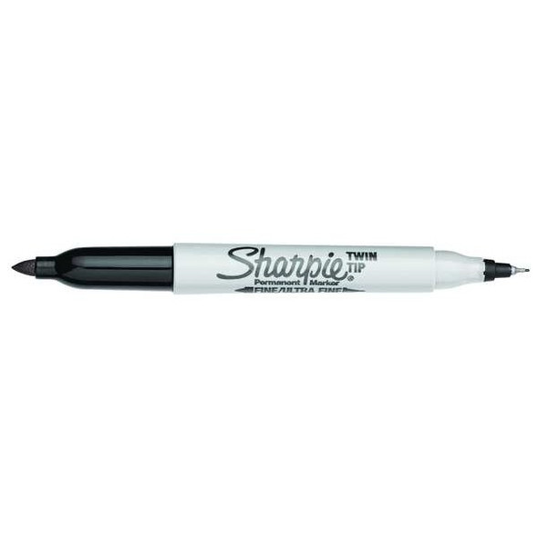 Sharpie Twin Tip Marker,Black,Capped,PK12 32001B Sharpie Twin Tip Marker,Black,Capped,PK12 32001B