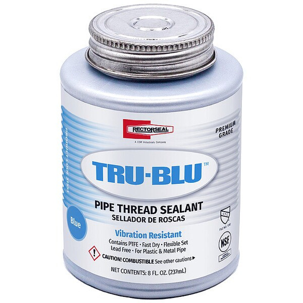 Pipe Thread Sealant 9.6 fl oz, Brush-Top Can, Tru-Blu, Blue, Paste