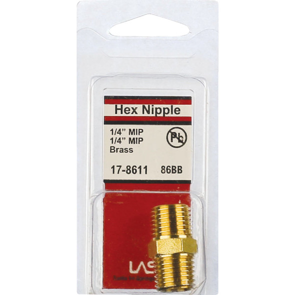 Lasco 1-4 In. MPT x 1-4 In. MPT Brass Hex Nipple 17-8611 402641