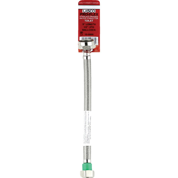 Lasco 1/2 In. IPS x 7/8 In. BC x 9 In. L Braided Stainless Steel Flex Line Toilet Connector Lasco 1/2 In. IPS x 7/8 In. BC x 9 In. L Braided Stainless Steel Flex Line Toilet Connector