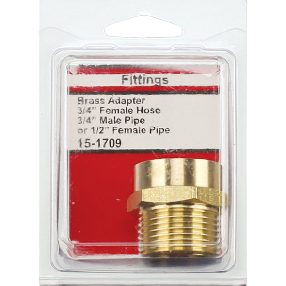 Lasco 3-4 In. FHT x 3-4 In. MPT x 1-2 In. FPT Brass Adapter 15-1709 402909