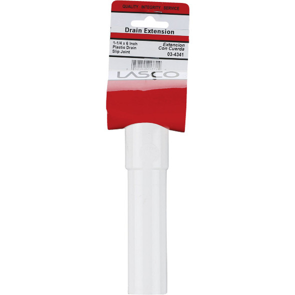 Lasco 1-1-4 In. OD x 6 In. L White Plastic Extension Tube 03-4341 402090