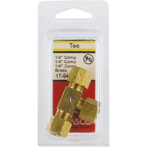 Lasco 1-4 In. x 1-4 In. x 1-4 In. Compression Brass Tee 17-6411 402766