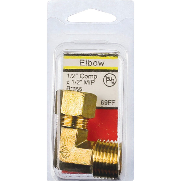 Lasco 1-2 C x 1-2 In. MPT 90 Deg. Compression Brass Elbow (1-4 Bend) 17-6949 402968